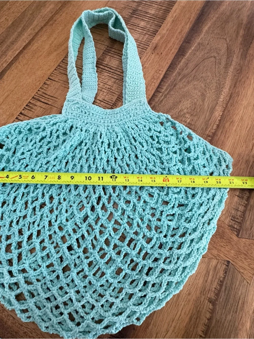 Mint Crochet Market Tote Bag with Comfortable Handles
